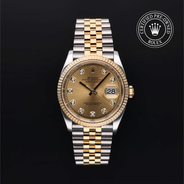 Rolex Certified Pre-owned Datejust M126233-0017 front on black background