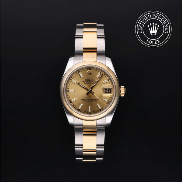 Rolex CPO Lady Datejust M178243 front on white background