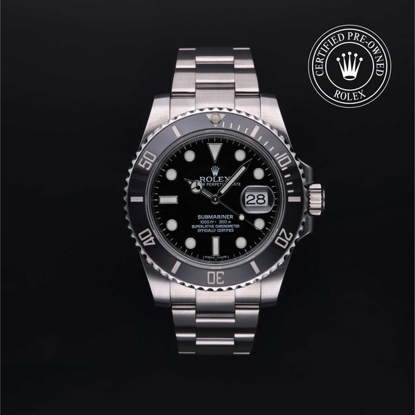 Rolex CPO Submariner M116610LN front on white background