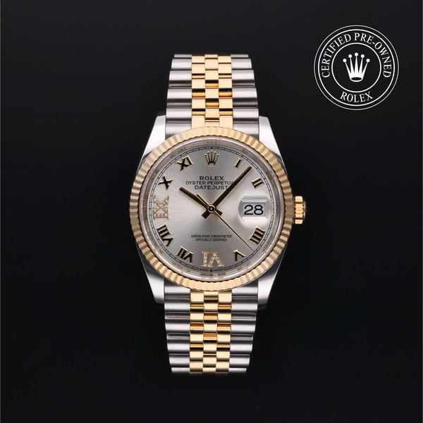 Rolex Certified Pre-owned Datejust M126233-0031 front on black background