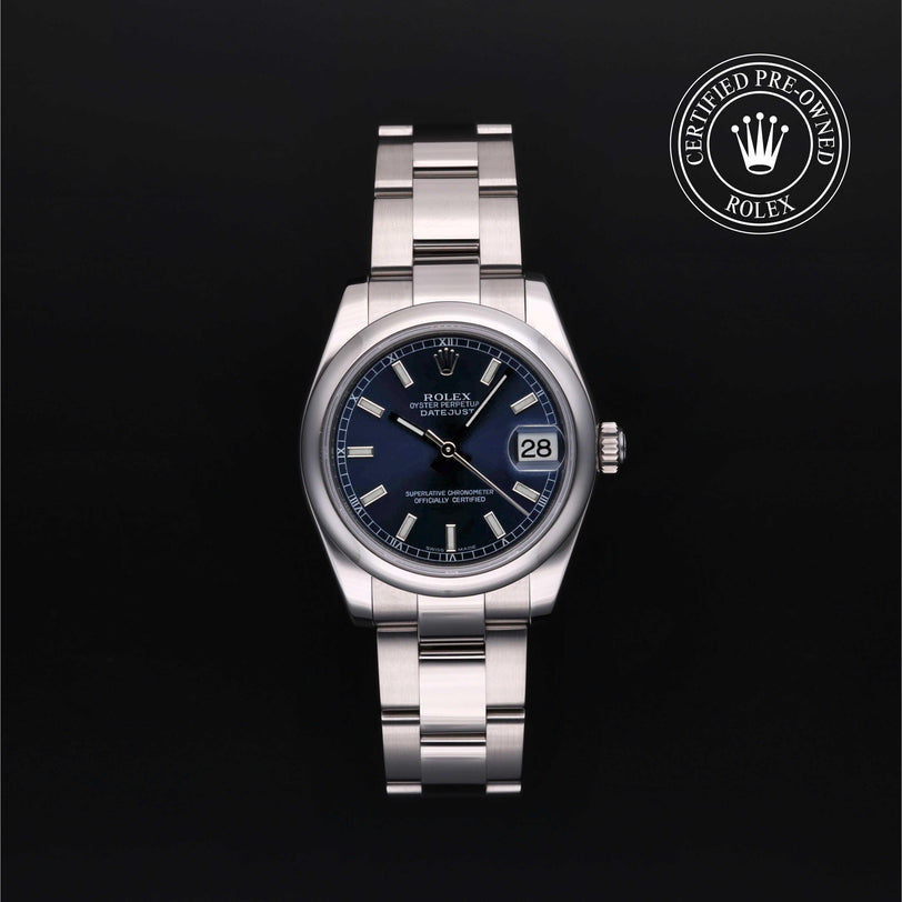 Rolex Certified Pre-owned Lady Datejust M178240-0023 front on black background