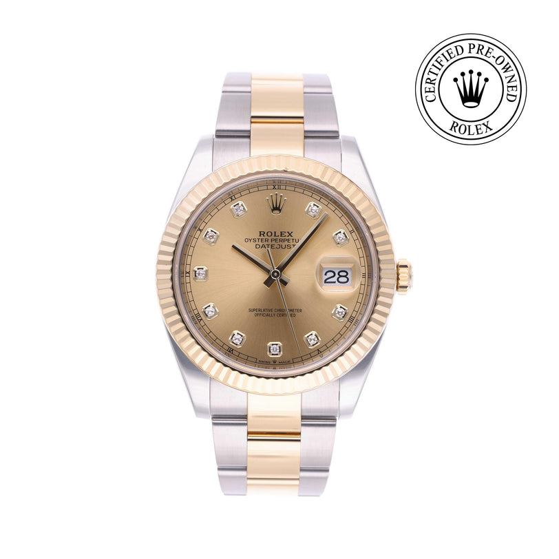 Rolex Certified Pre-owned Datejust M126333-0011 front on white background