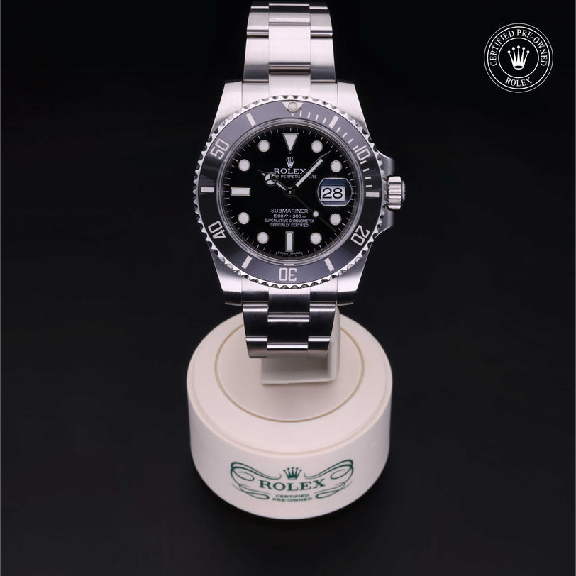 Rolex Certified Pre-owned Submariner M116610LN-0001 front on black background
