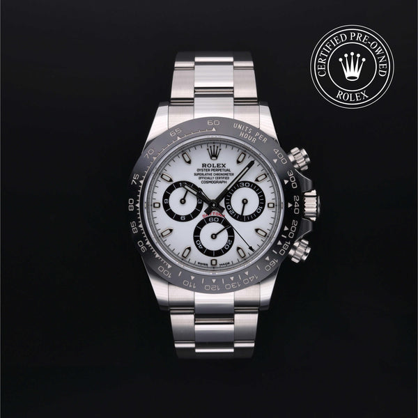 Rolex Certified Pre-owned Daytona M116500LN-0001 front on black background