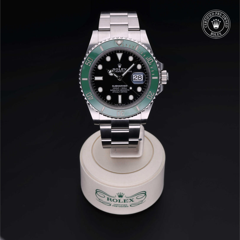 Rolex CPO Submariner M126610LV front on white background