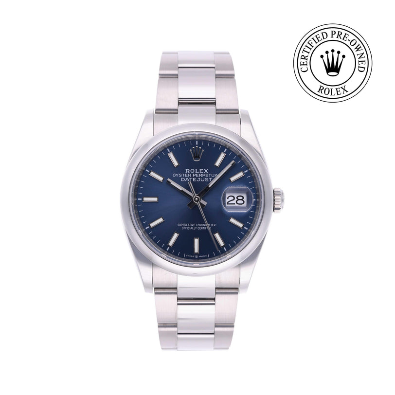 Rolex Certified Pre-owned Datejust M126200-0006 front on white background