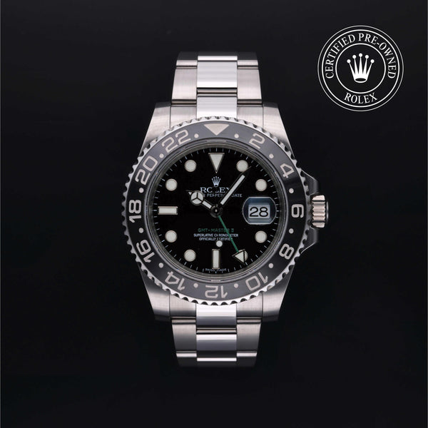Rolex CPO GMT M116710LN front on white background