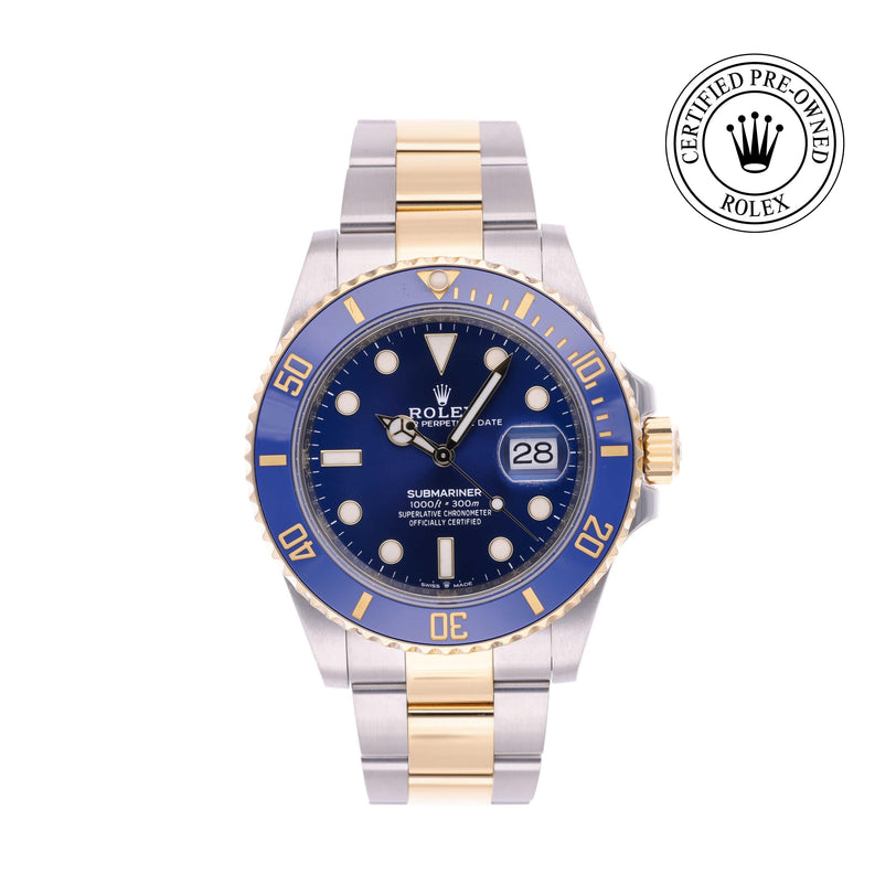 Rolex Certified Pre-owned Submariner M126613LB-0002 front on white background