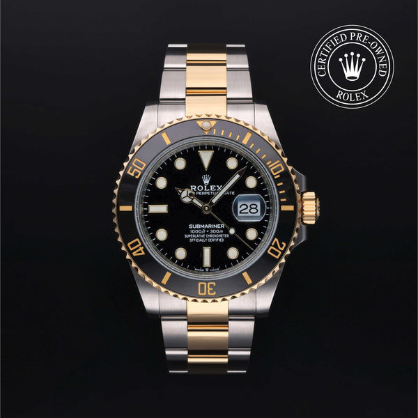 Rolex Certified Pre-owned Submariner M126613LN-0002 front on black background
