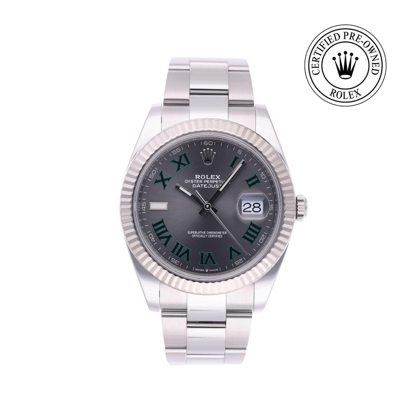 Rolex Certified Pre-owned Datejust M126334-0021 front on white background