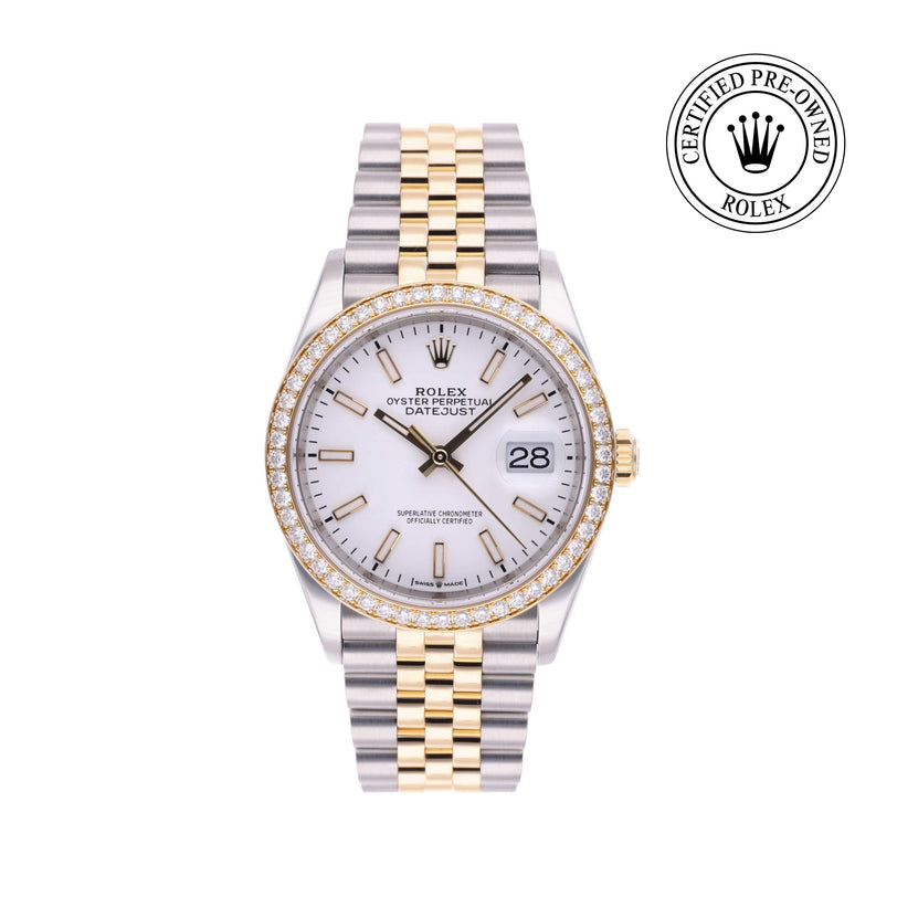 Rolex Certified Pre-owned Datejust M126283RBR-0019 front on white background