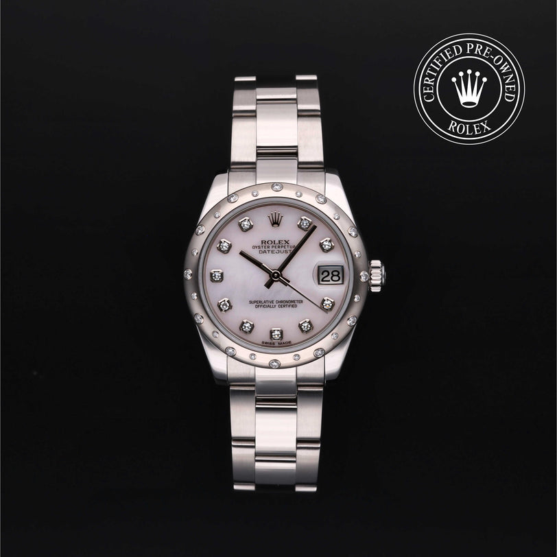 Rolex CPO Lady Datejust M178344 front on white background