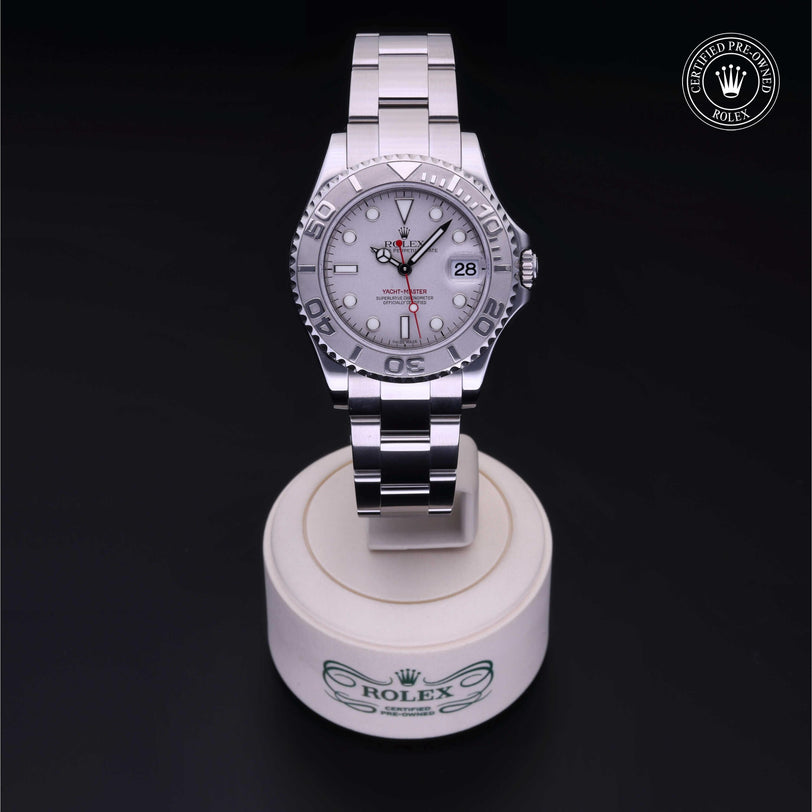 Rolex Certified Pre-owned Yacht-Master M168622-0004 front on black background