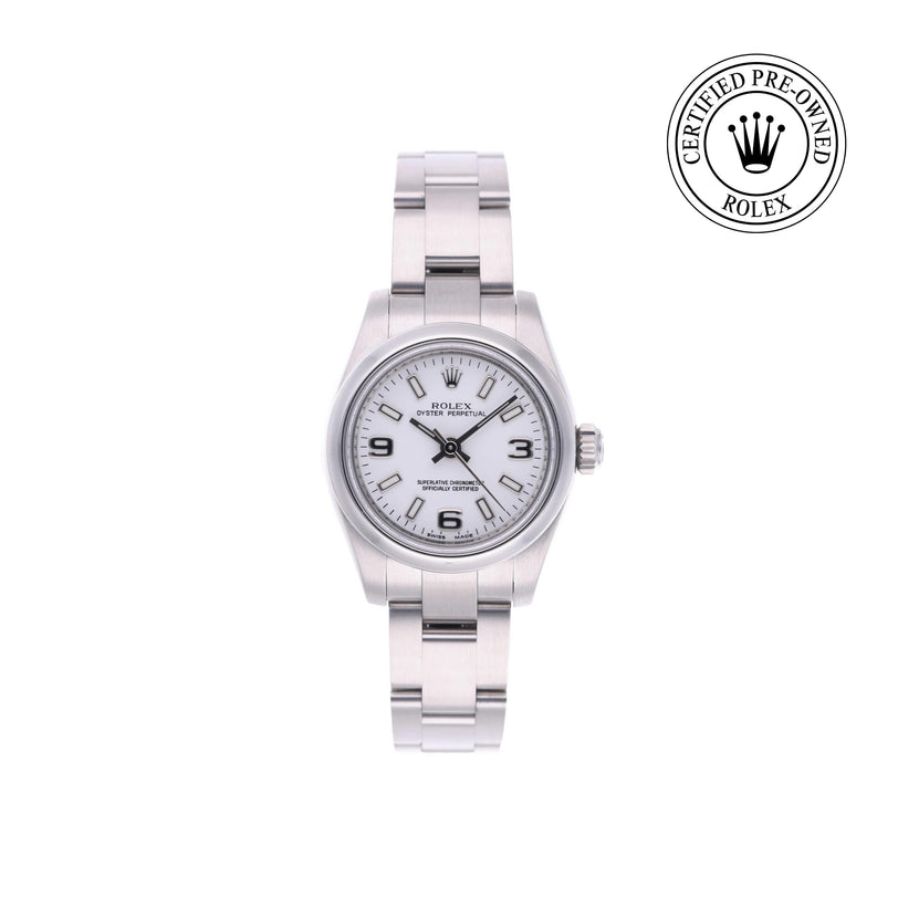Rolex Certified Pre-owned Oyster Perpetual M176200-0011 front on white background