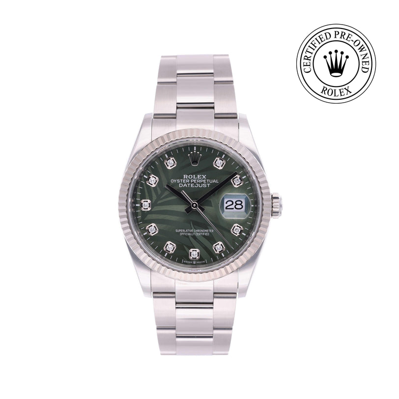 Rolex Certified Pre-owned Datejust M126234-0056 front on white background