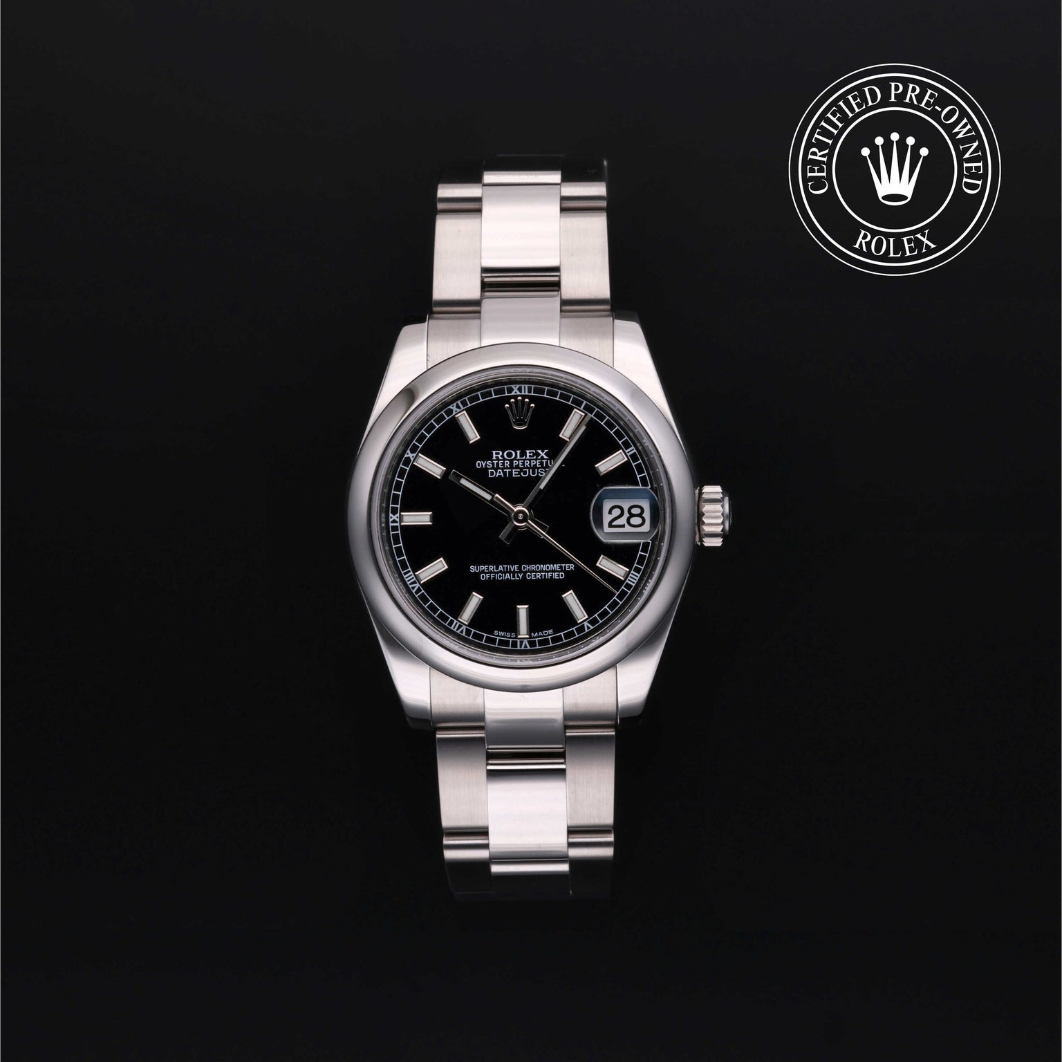 Rolex Certified Pre-owned Lady Datejust M178240-0025 front on black background
