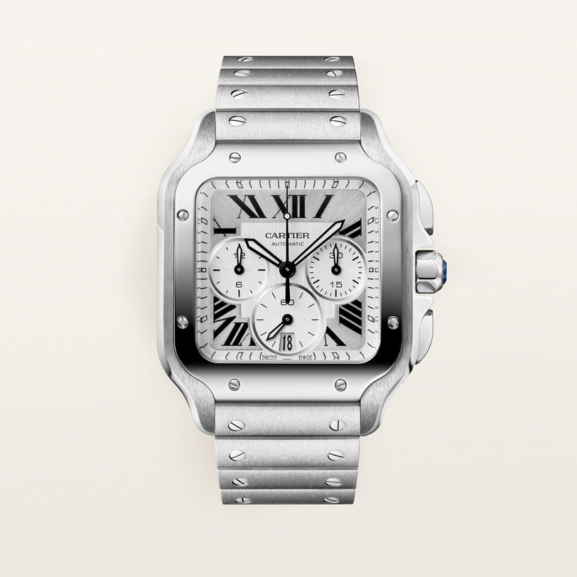 Cartier Santos de Cartier Large Model WSSA0083 front on white background