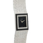 A Piaget white gold Onyx dress watch featuring a textured band and a rectangular black watch face.