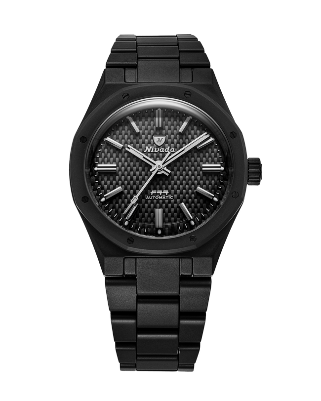 F77 Black Ceramic Tressed Dial Mk1 | 37mm, Mens Watch