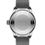 Back view of the Breitling Superocean Heritage Automatic 36, featuring a metal mesh strap and engraved details on the case back.