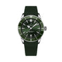 A green Breitling Superocean Heritage B31 Automatic 42 watch with a textured strap and silver accents, displayed on a white background.