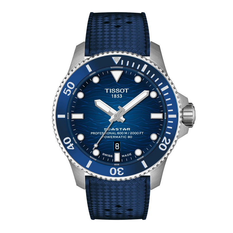SeaStar 2000 | 44mm, Stainless Steel, Rubber Strap, Blue Dial