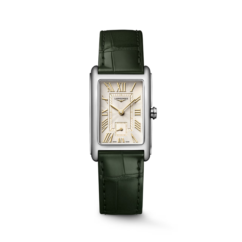 DolceVita | 37mm, Stainless Steel, Ivory Gilt "flinqué" Dial, Olive Green Alligator Leather Strap, Womens Watch