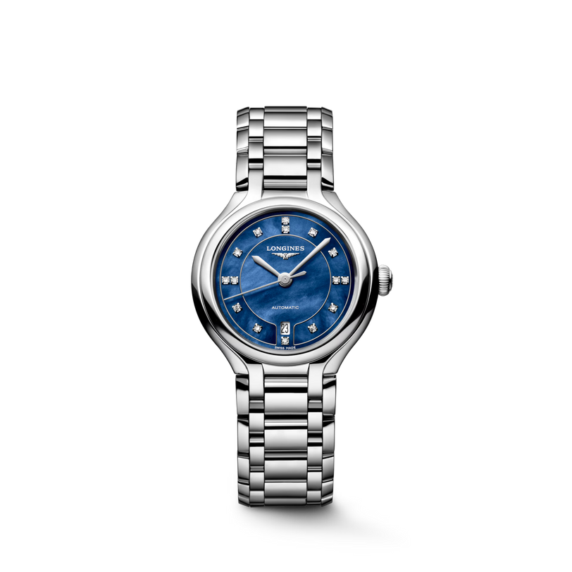 PrimaLuna | 30mm, Stainless Steel, Luminous Blue mother-of-pearl Dial, Womens Watch