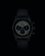 Black watch with detailed face on a black background