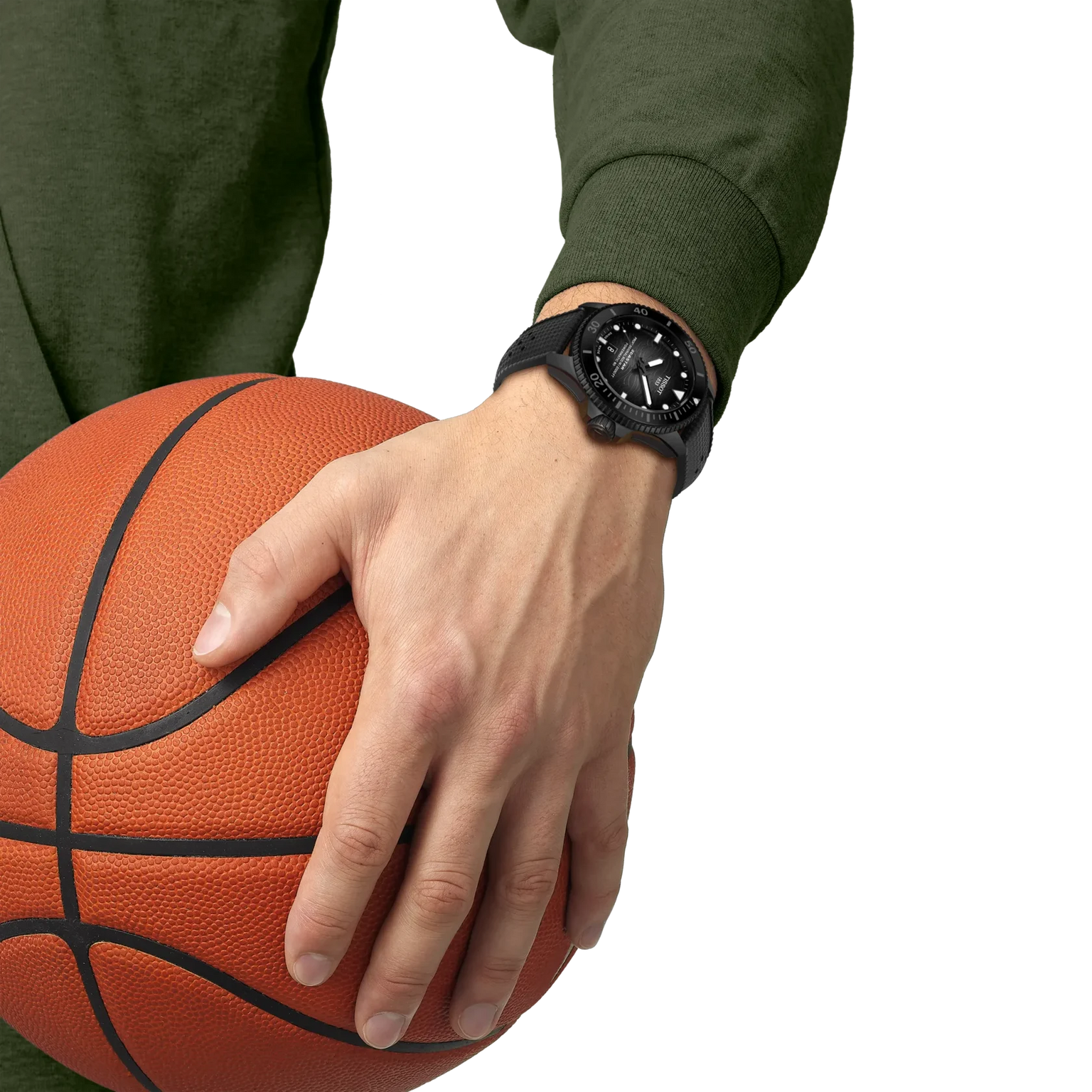 SeaStar 2000 | 44mm, Stainless Steel and Black PVD, Rubber Strap, Black Dial