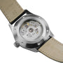 Close-up of the Hamilton Khaki Field Murph 38mm, highlighting its transparent case back and visible mechanical movement—a must-see feature for Hamilton fans.