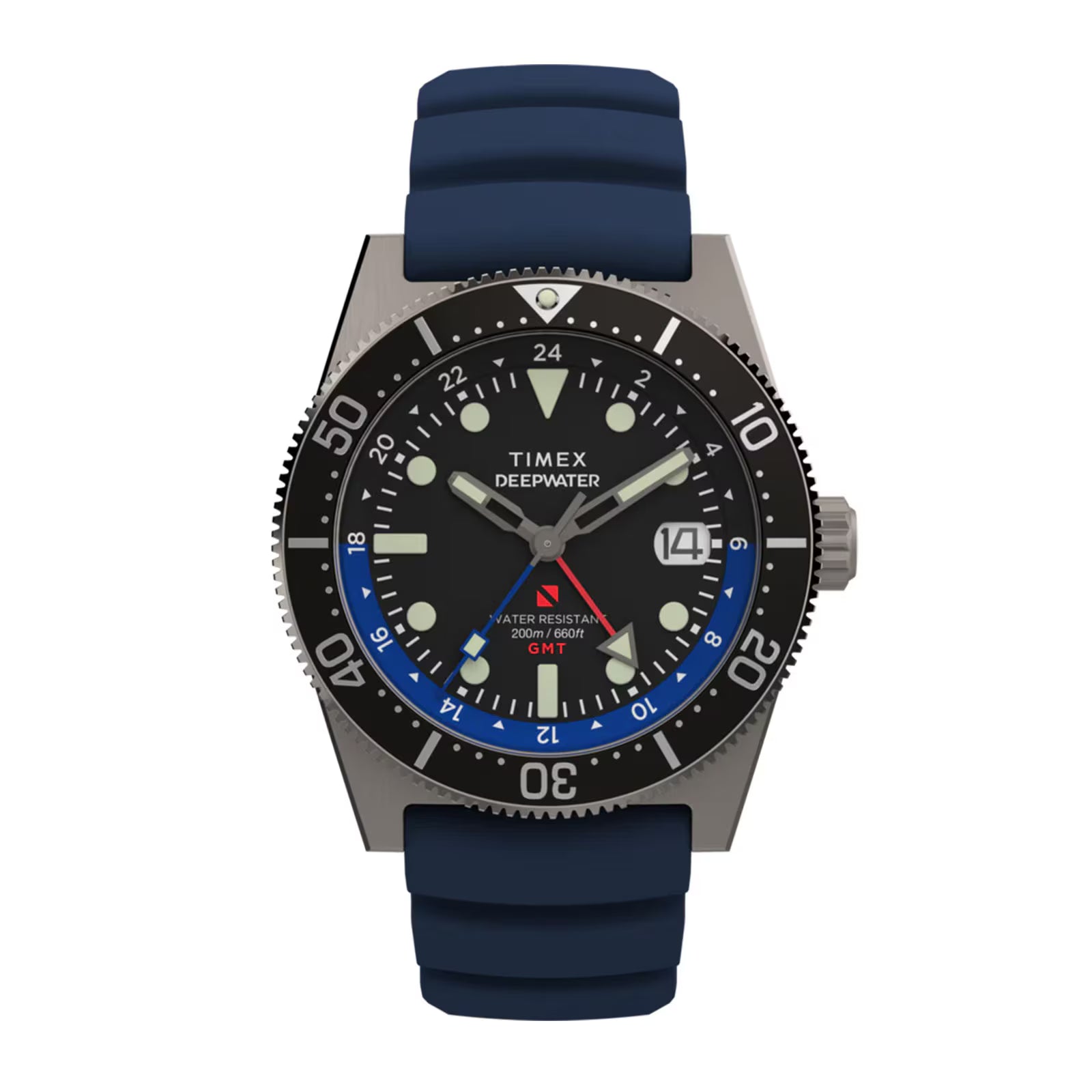 Deepwater Reef 200 GMT | 41mm, Stainless Steel and Blue Rubber Strap, Men's Watch