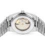 Back view of the Tissot PRX Powermatic 80, showcasing its elegant design and the automatic Powermatic 80 movement through a transparent sapphire crystal case back.
