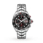 The TAG Heuer Special Edition Formula 1 Senna is a silver chronograph with a black bezel, three subdials, date display, metal bracelet, and Ayrton Senna branding on the dial.