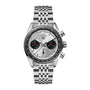 The TAG Heuer Carrera Chronograph features a silver case, black subdials, and a stainless steel bracelet.