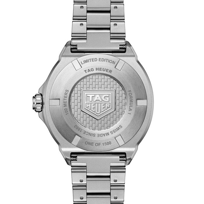 Silver TAG Heuer watch on a white background