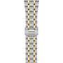 The TUDOR Royal features a two-tone stainless steel and gold bracelet with a folding clasp engraved with TUDOR, reflecting Rolex-inspired design often seen in automatic sport-chic watches.