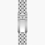 Stainless steel watch bracelet with five-link design and shield logo clasp.