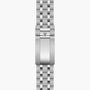 Stainless steel watch bracelet with Tudor shield logo clasp and alternating polished and brushed links.
