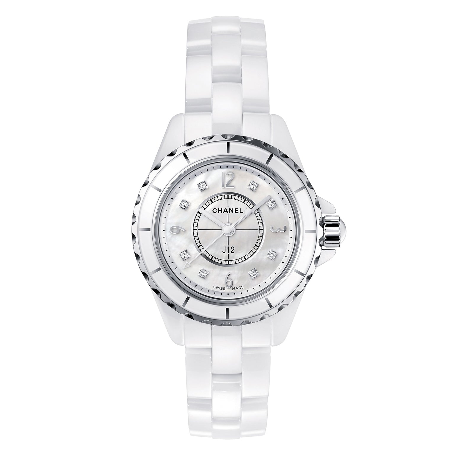 Chanel J12 H2570 front on white background