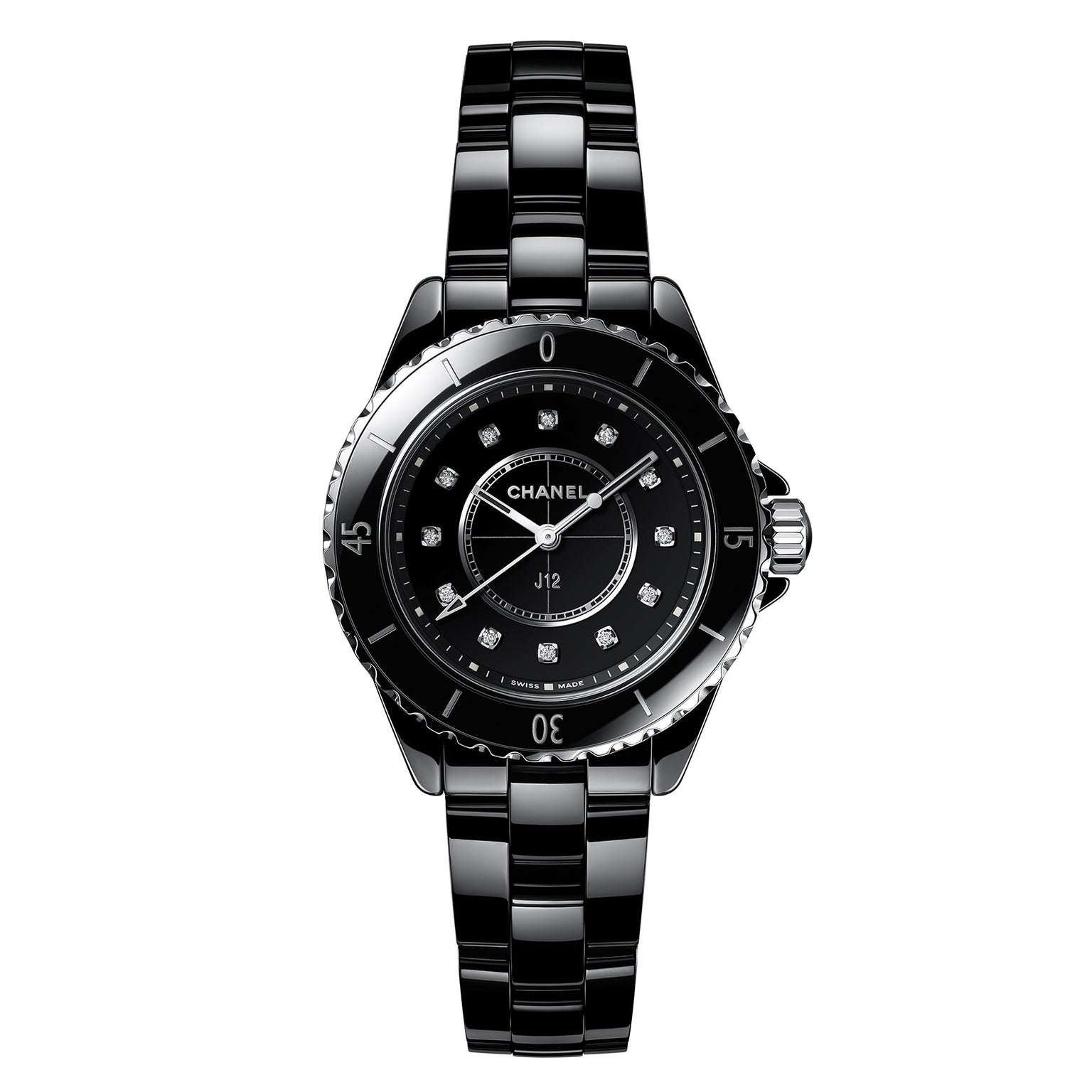 Chanel J12 H5701 front on white background