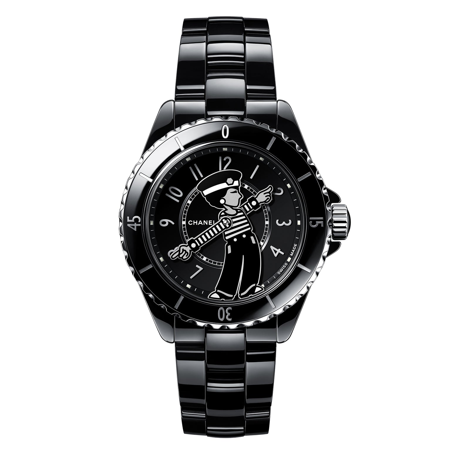 Chanel J12 H7609 front on white background