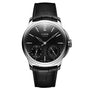 Czapek Quai des Bergues N°17 Double Soleil Tuxedo Black wristwatch featuring silver hour markers, two subdials, and a black leather strap.