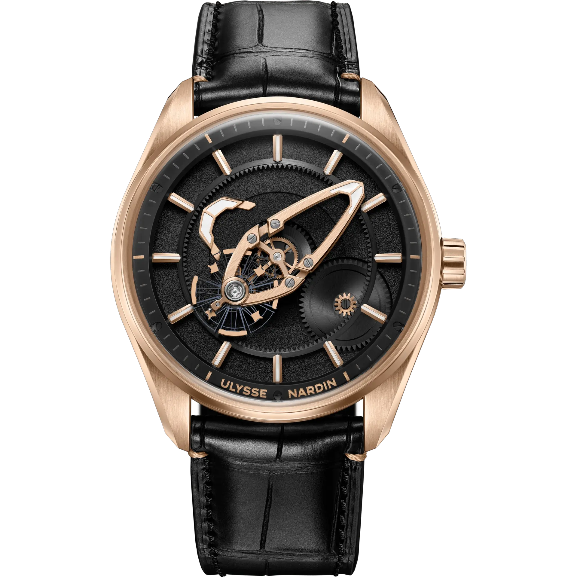 Freak X Gold | 41mm, Rose Gold, Black Alligator Leather, Mens Watch