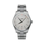 Silver Oris watch on a gradient background