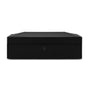 The WOLF British Racing 10 Piece Watch Box is a closed, rectangular black box featuring a small keyhole centered on the front.