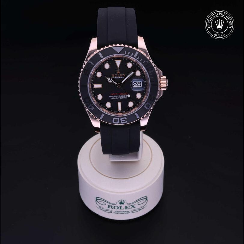 Rolex Certified Pre-owned Yacht-Master M126655-0001 front on black background