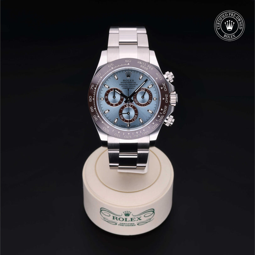 Rolex Certified Pre-owned Daytona M116506-0001 front on black background