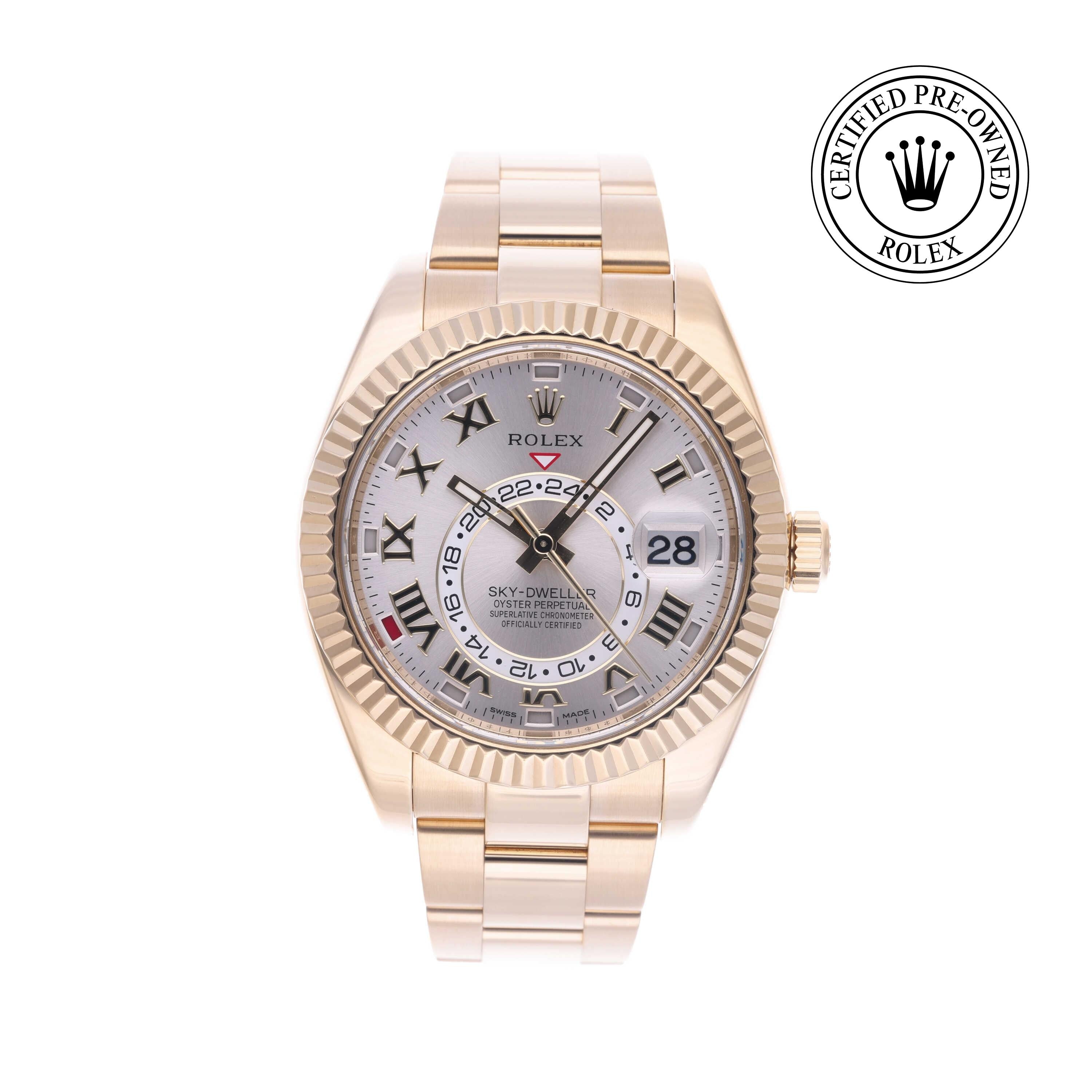 Rolex Certified Pre-owned Sky-Dweller M326938-0001 front on white background