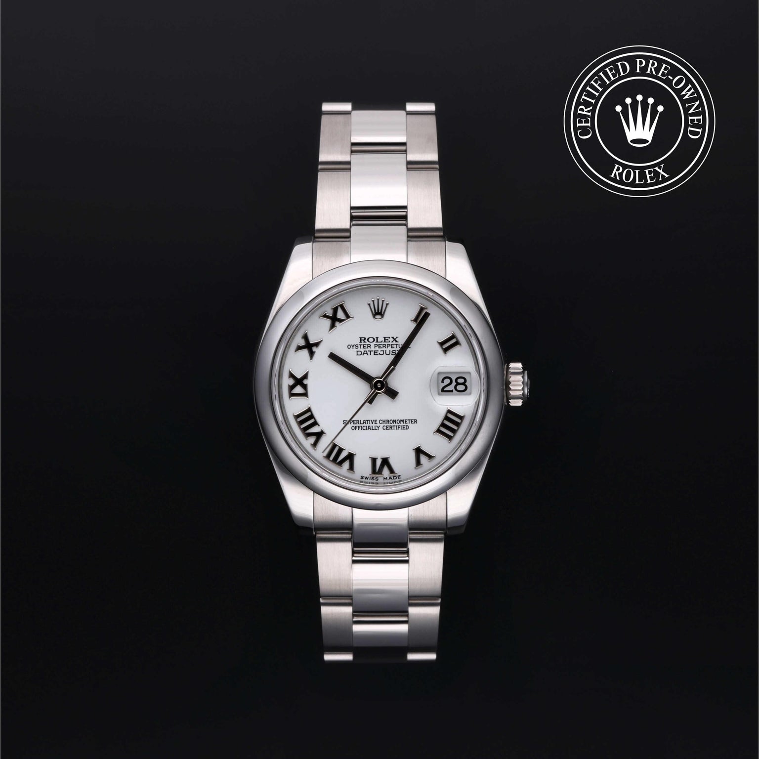 Rolex Certified Pre-owned Lady Datejust M178240-0031 front on black background